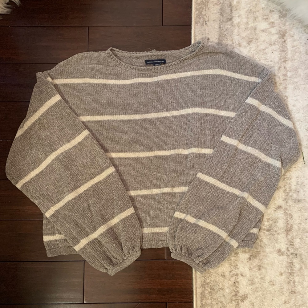 American Eagle Balloon Sleeve Striped Sweater